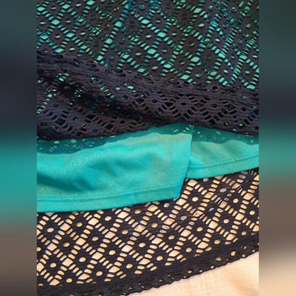 Lane Bryant women's size 18 overlay dress black and teal, VGUC - Picture 2 of 10